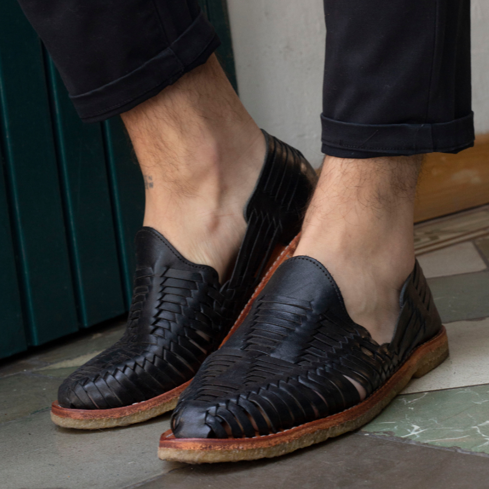 Cano Mara Natural Black sustainable huarache lifestyle view