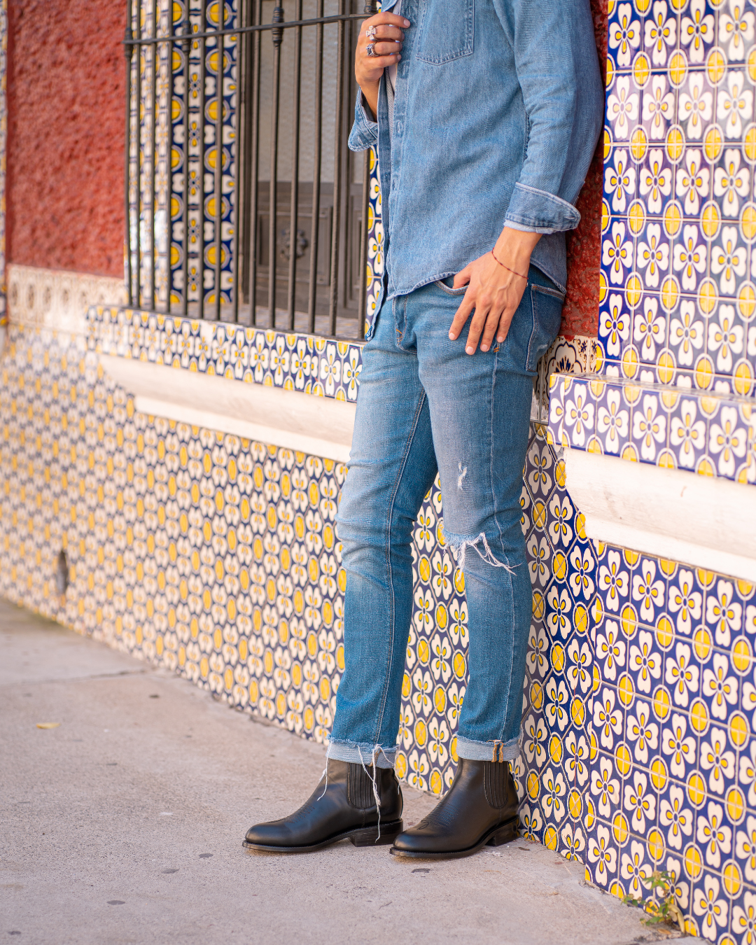 Cano Carlos Charro Black chelsea boot lifestyle view