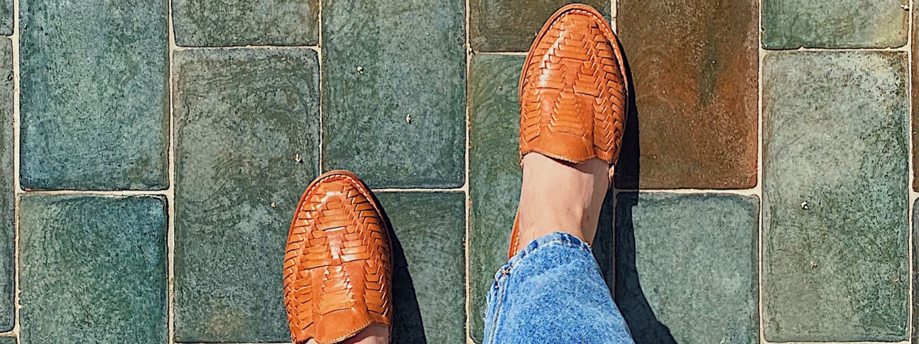 Cano Emma Cognac leather mule lifestyle view