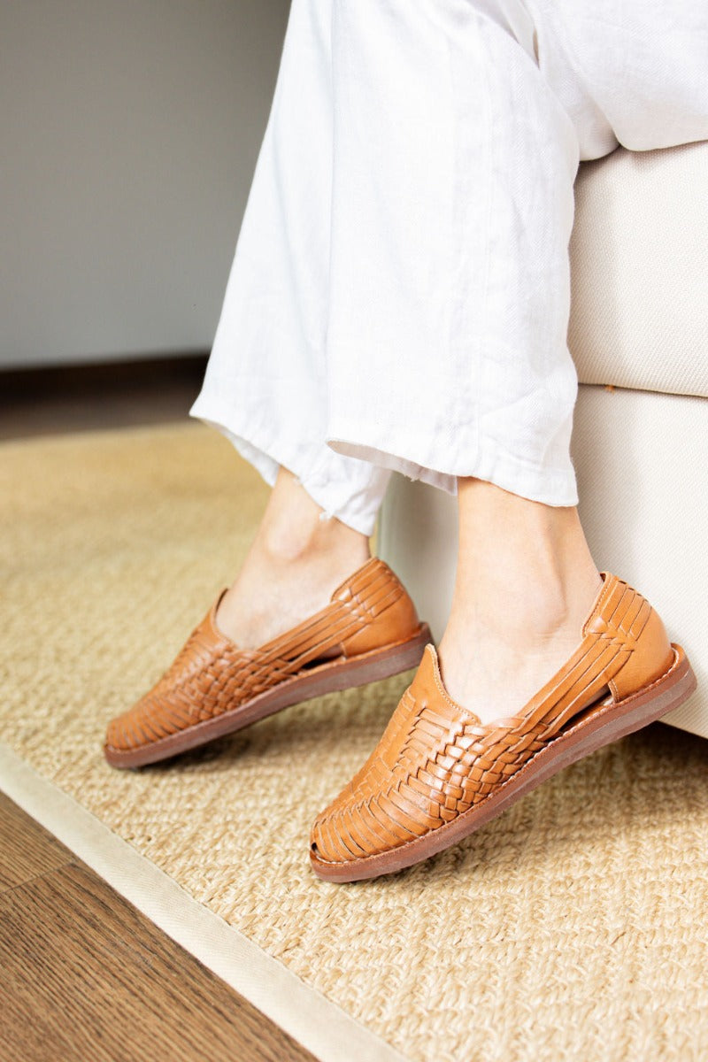 Cano Mara Wedge Cognac eco-friendly shoe lifestyle view