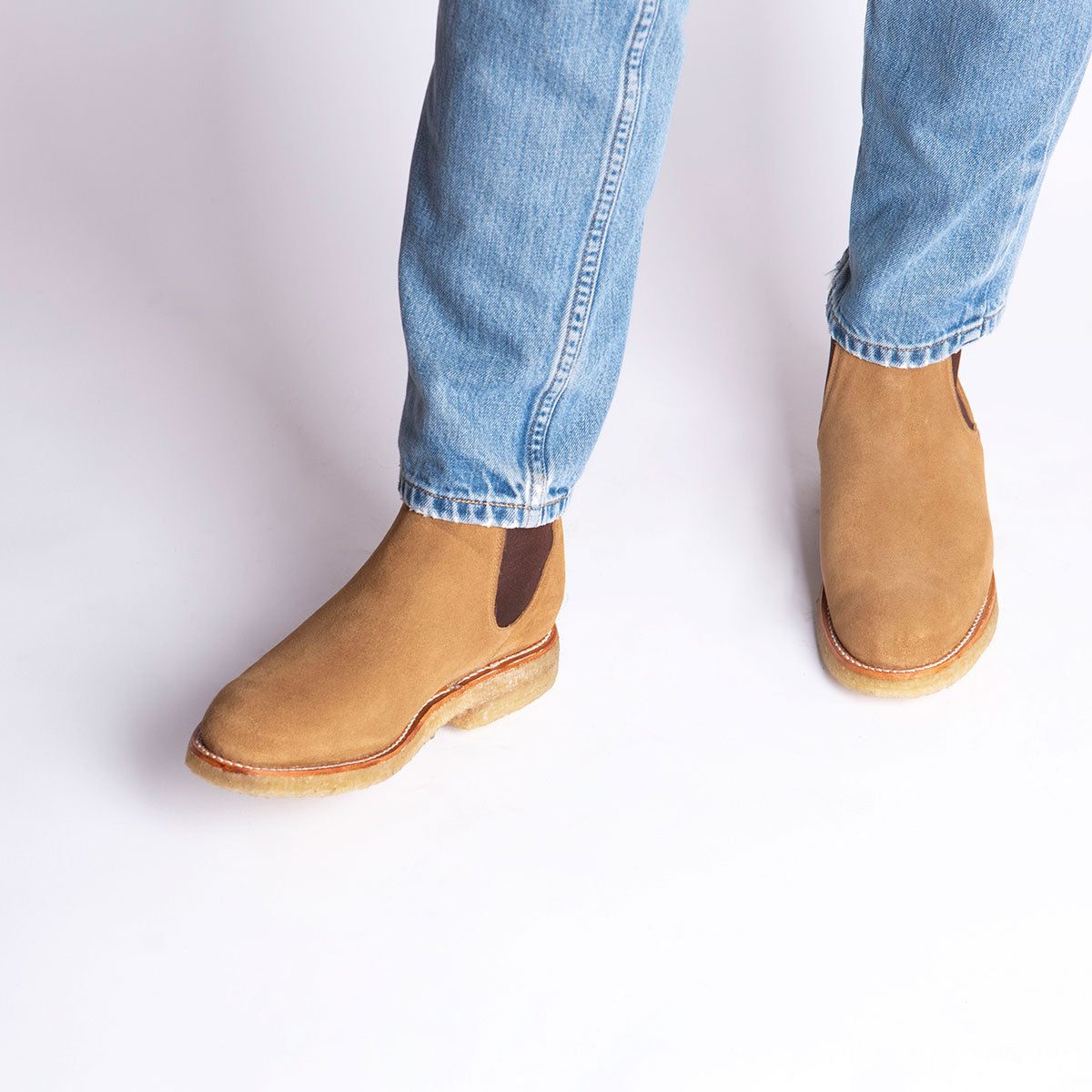 Top view of ARMANDO Chelsea Boot Natural Beige Suede - CANO