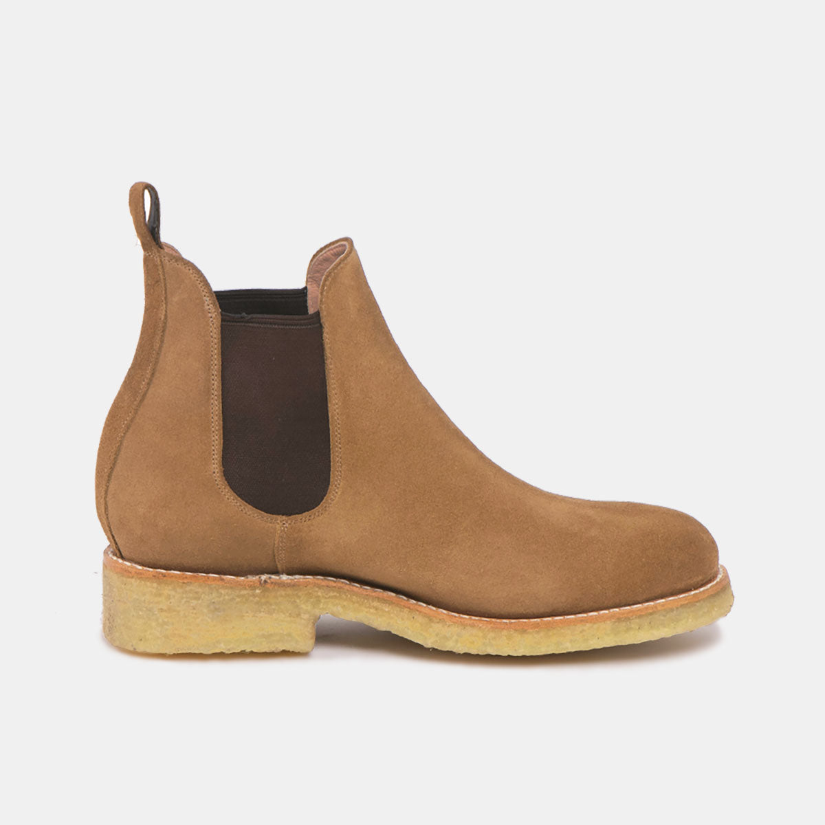 Side view of ARMANDO Chelsea Boot Natural Beige Suede - CANO