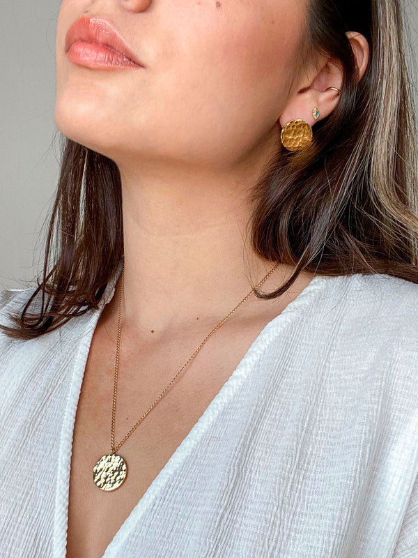 Lifestyle view of Alejandra Sustainable Earring Gold - CANO