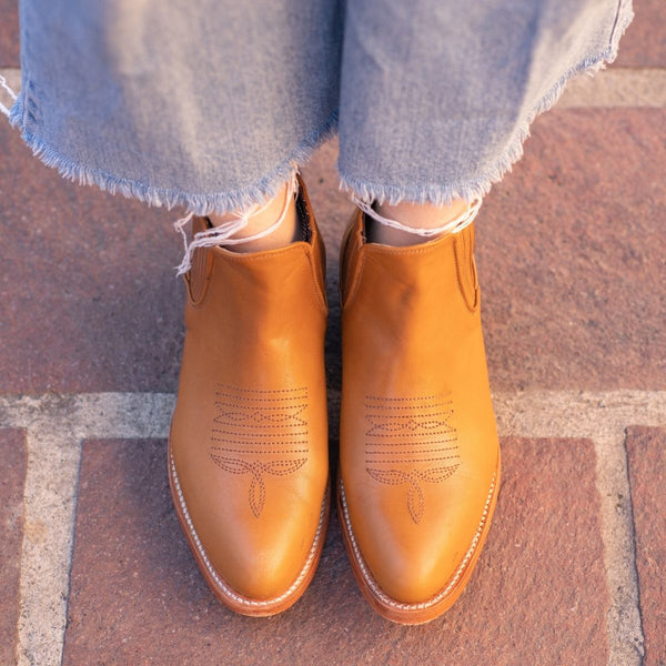 Top view of Eloisa sustainable charro boot cognac - CANO