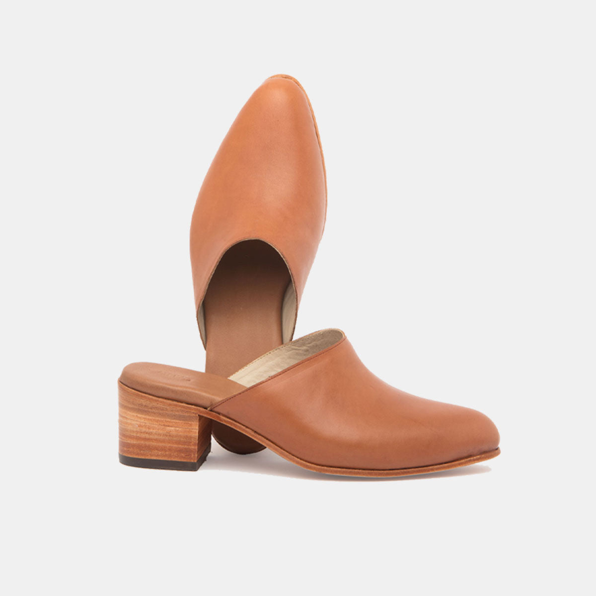 Top and side view of Fabiola ethical womens shoe cognac - CANO