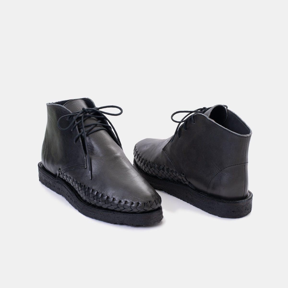 Front and back view of Gabriel men ethical leather boot black - CANO