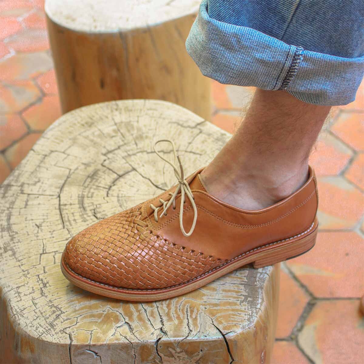 Cano Hidalgo Cognac leather shoe lifestyle view