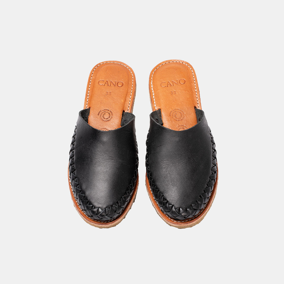 Cano Isabel Natural Black handmade leather shoe top view