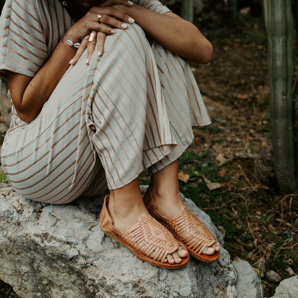 Cano Itzel Natural Beige sustainable sandal lifestyle view