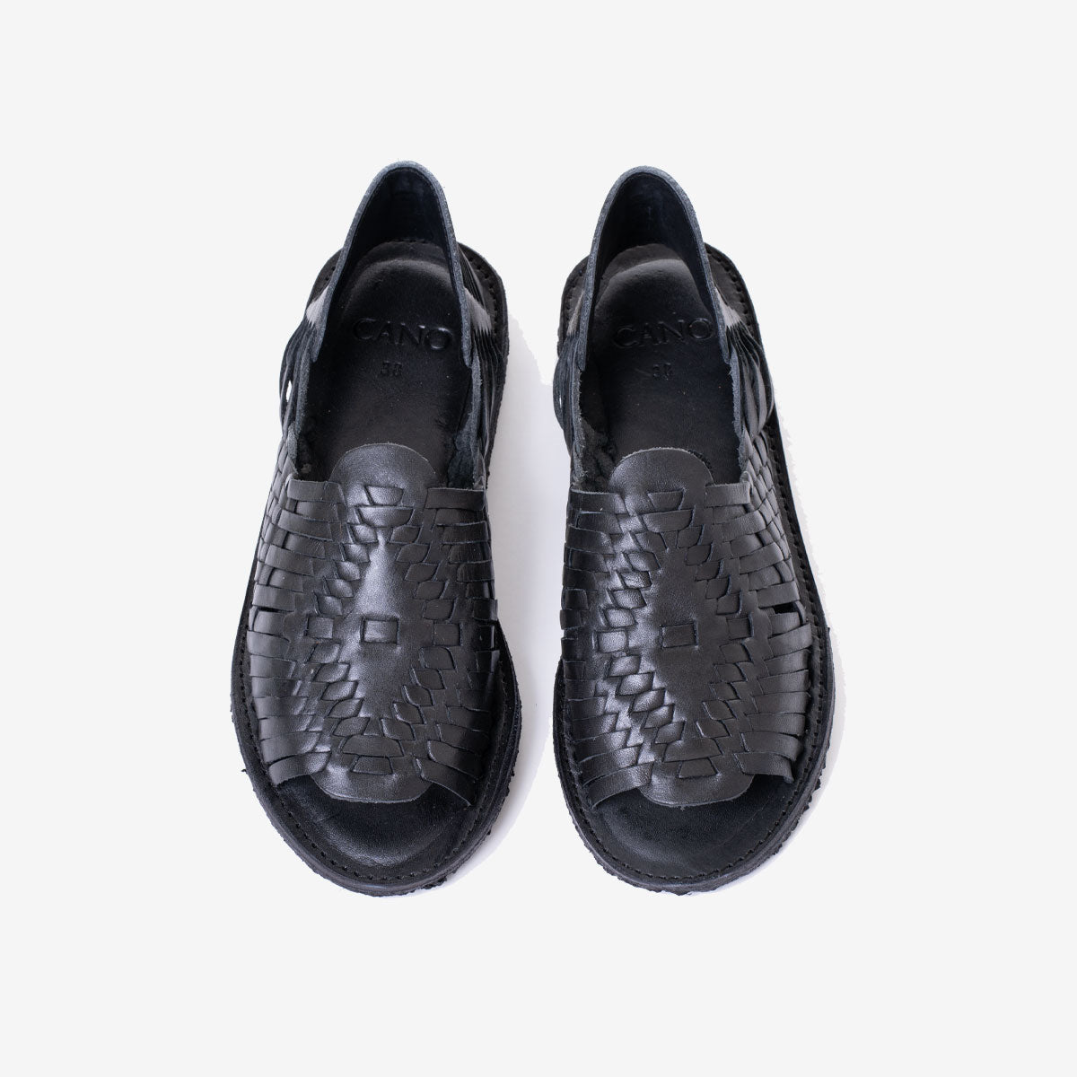 Cano Itzel Natural All Black sustainable summer huarache top view