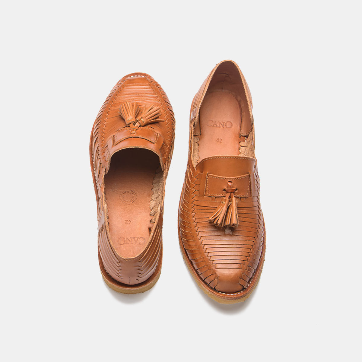 Cano Julio Natural Cognac eco-friendly mocassin top view