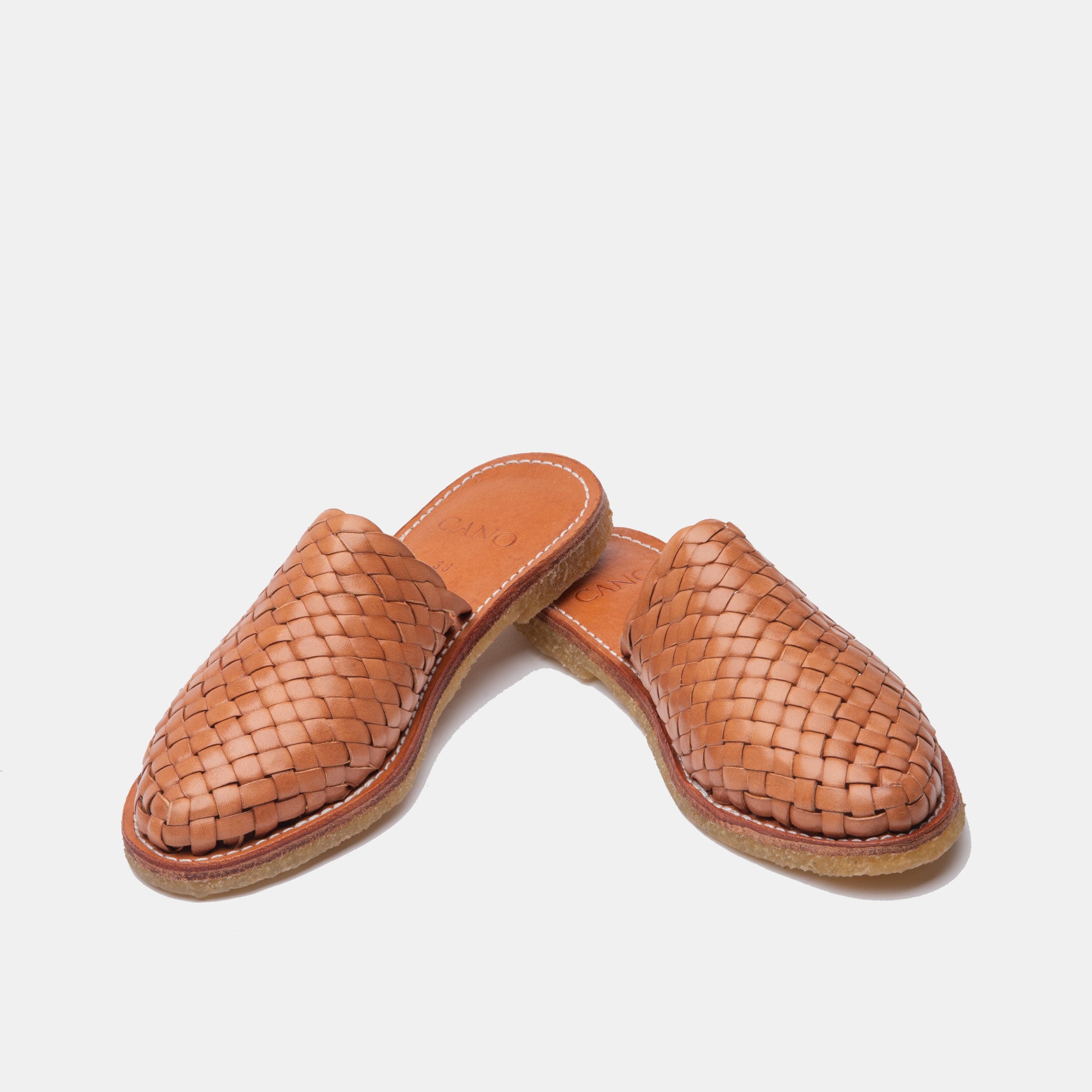 Cano Lizeth Natural Cognac ethical sandal front view