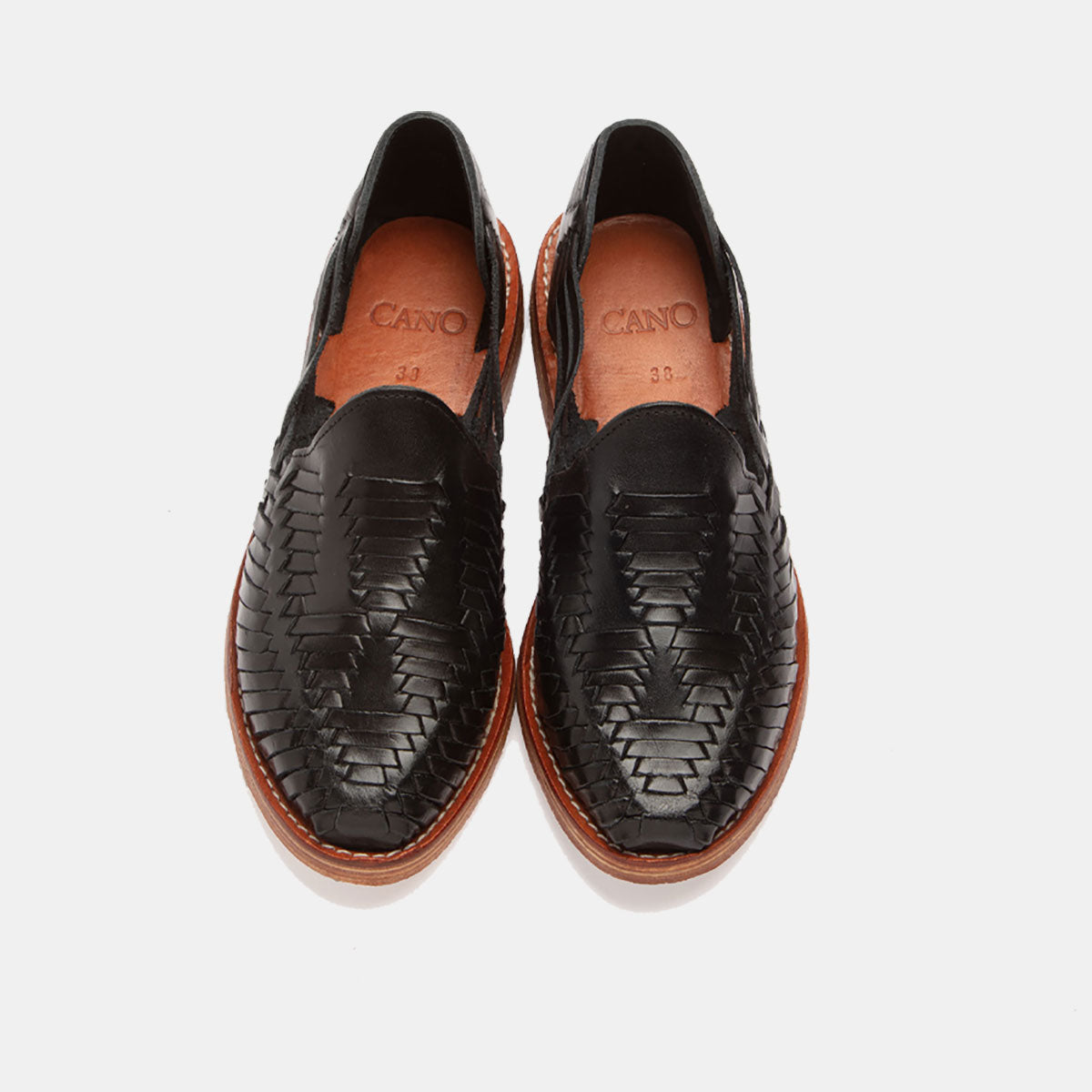 Cano Mara Leather Black summer shoe top view