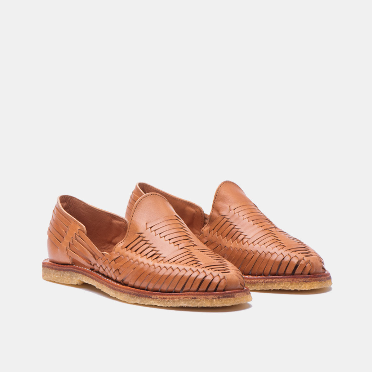 Cano Mara Natural Cognac men leather huarache side and front view