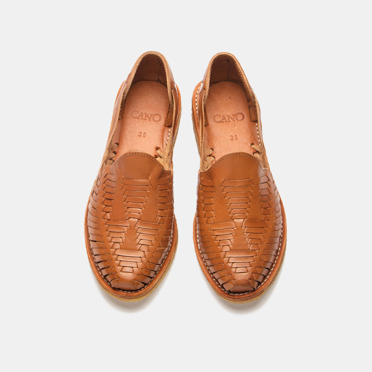 Cano Mara Natural Cognac traditional made in Mexico shoe top view