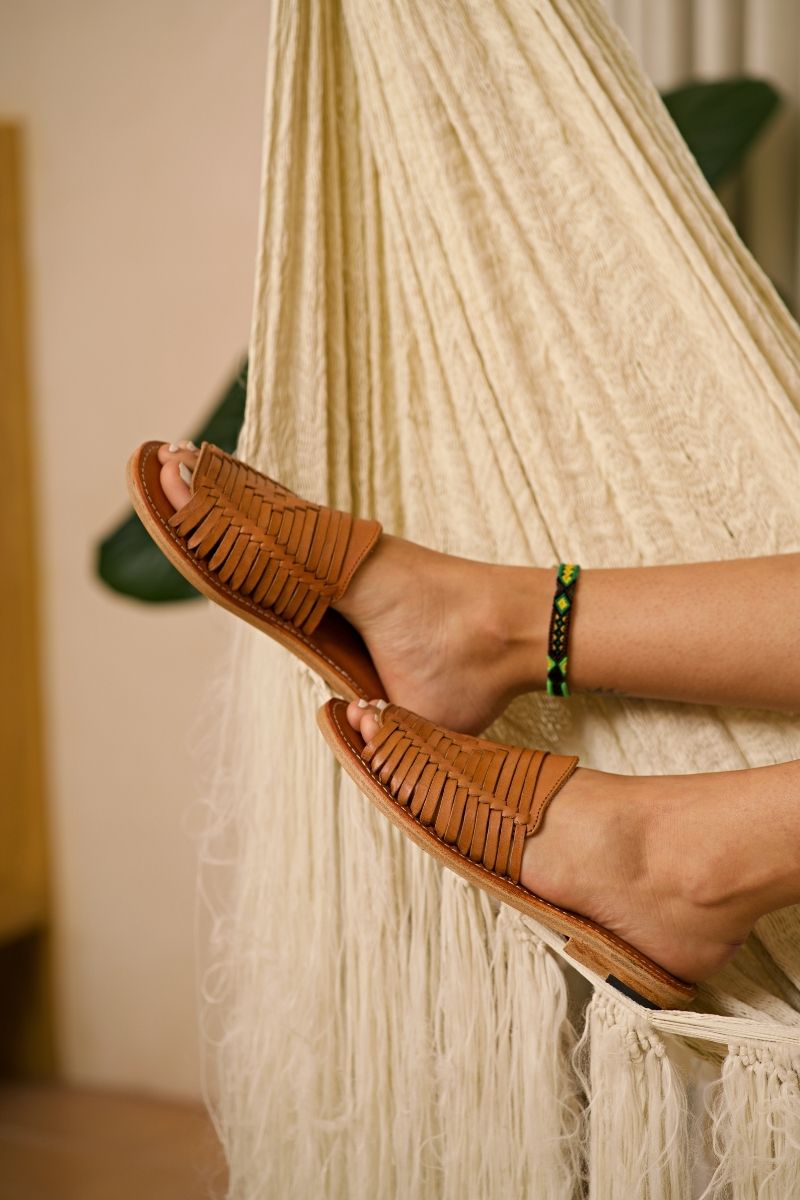 Cano Nayeli Cognac mexican sandal lifestyle view