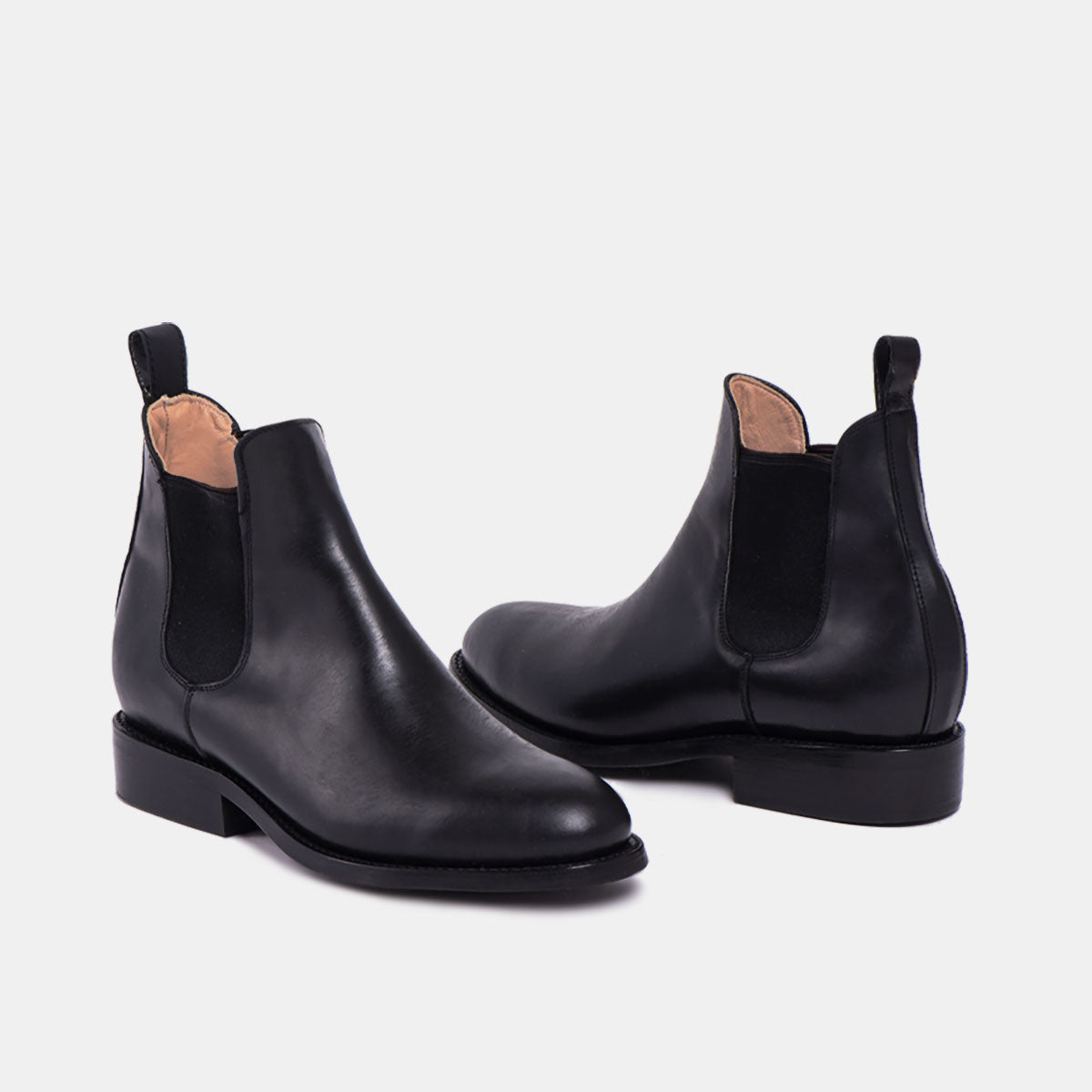 Cano Pedro Chelsea Black leather boot front and back view