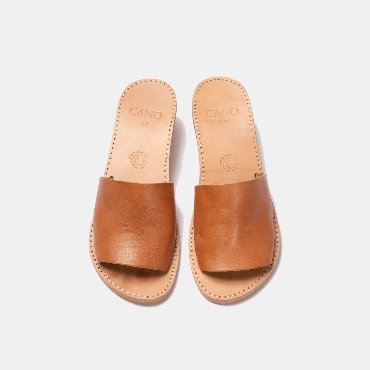 Cano Ximena Cognac leather sandal top view