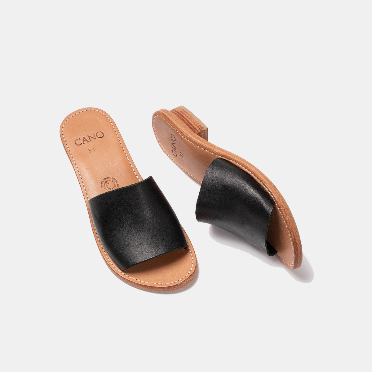 Cano Ximena Black summer sandal top and side view