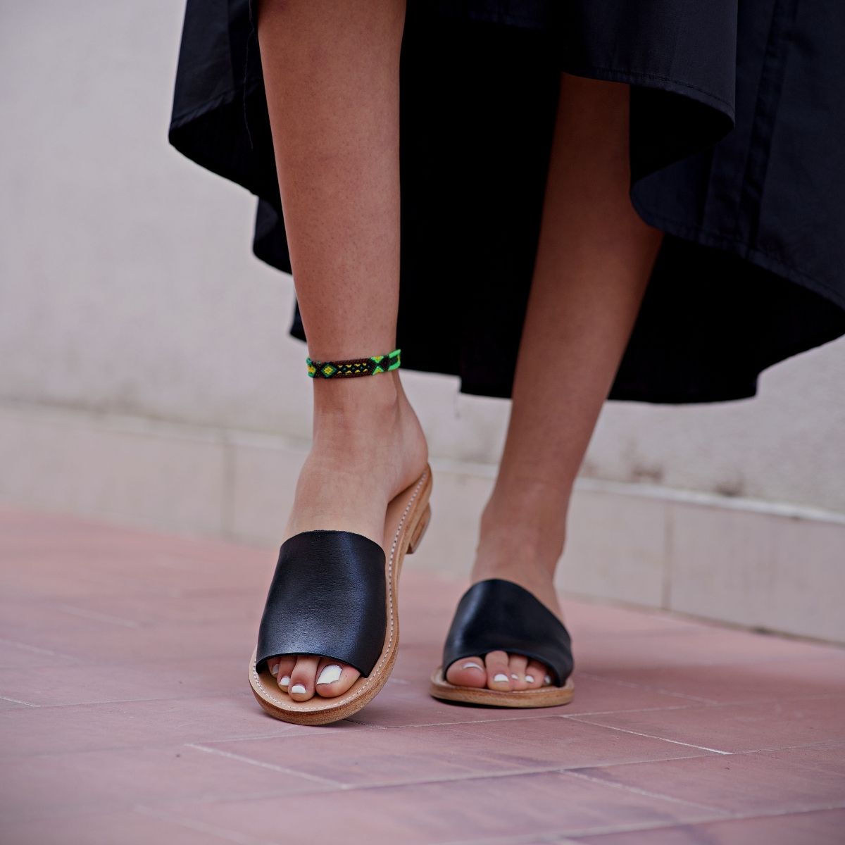 Cano Ximena Black sustainable sandal lifestyle view